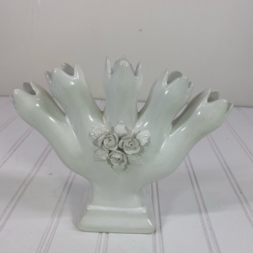 Ella Aicobaca white porcelain five finger vase